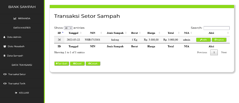 Sistem Informasi Bank Sampah Pada Komplek Haur Kuning Permai Rantau Berbasis Web