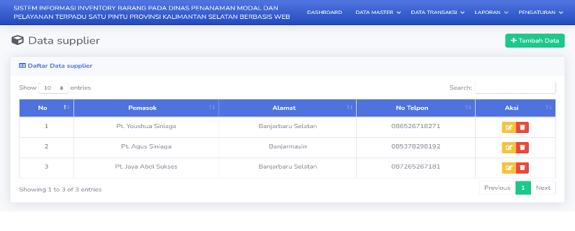 Sistem Informasi Inventory Barang Pada Dinas Penanaman Modal Dan Pelayanan Terpadu